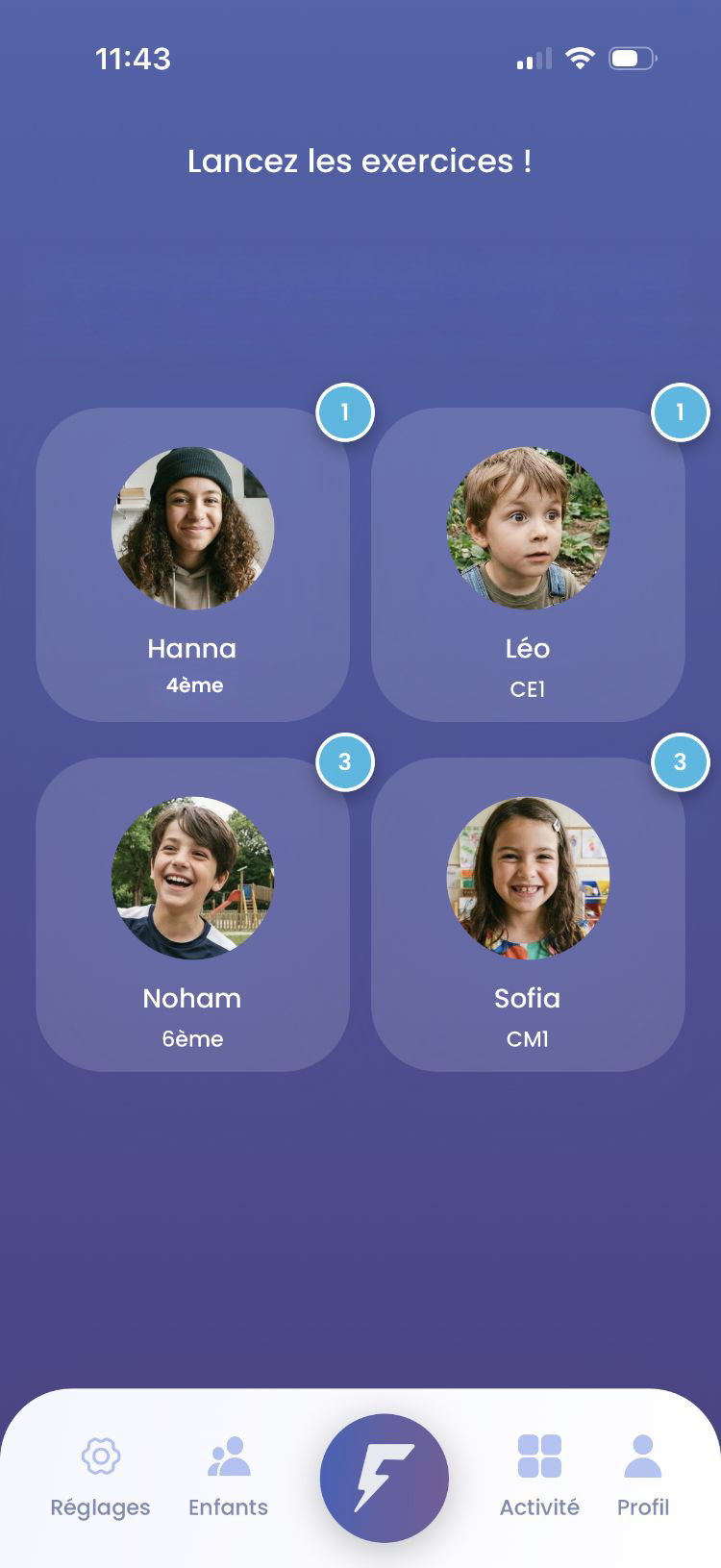 FlashExo - Gestion des enfants